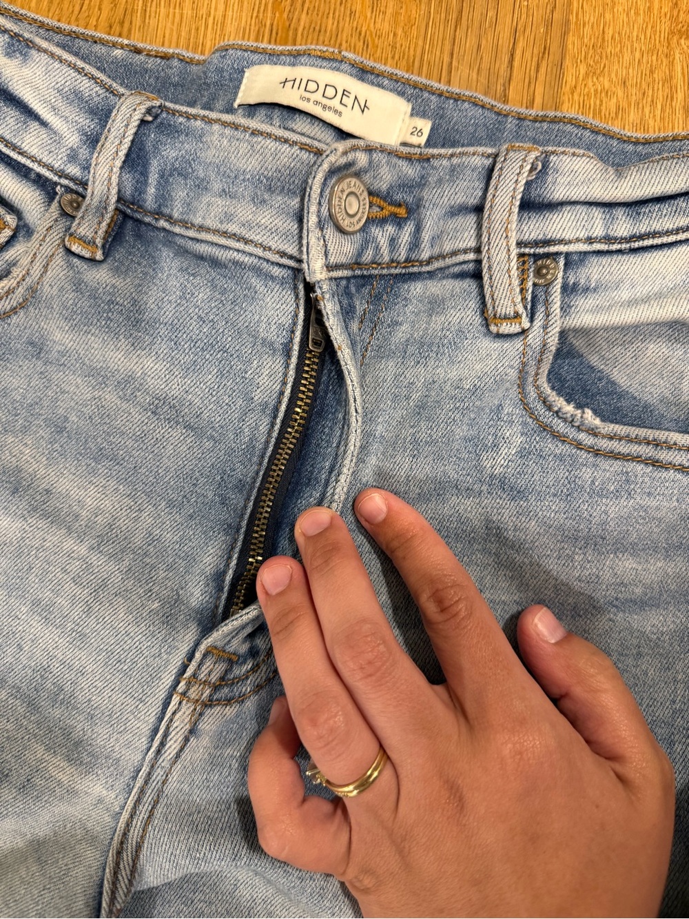 Hidden Light Wash Denim Cuffed Jeans - Picture 5 of 9